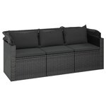vidaXL Salon de jardin 4 Pièces avec coussins noir résine tressée