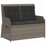 vidaXL Banc de jardin avec coussin Gris Poly rotin