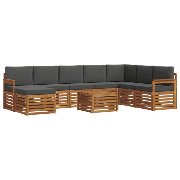 vidaXL Ensemble de canapés d'extérieur 9 Pièces Naturel et Anthracite