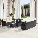 vidaXL Ensemble de canapé de jardin avec coussin 10 Pièces Noir et Crème