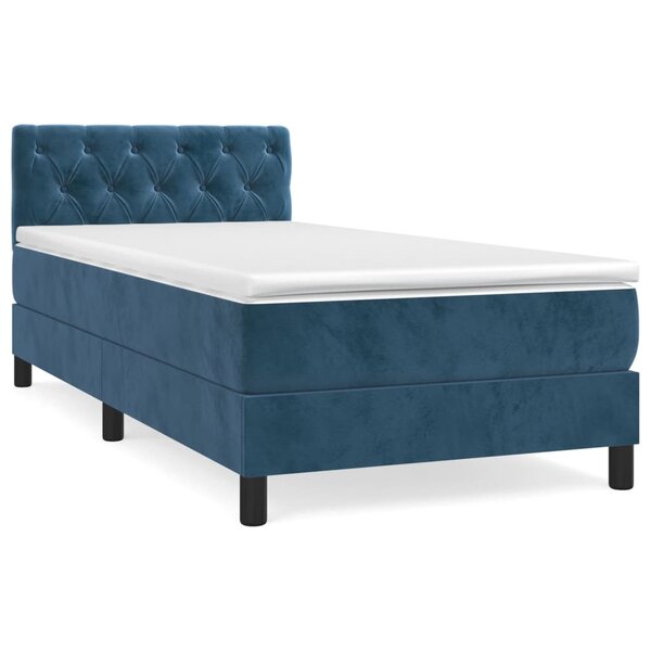 vidaXL Sommier à lattes de lit et matelas Bleu foncé 80x200 cm Velours