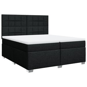 vidaXL Sommier à lattes de lit avec matelas Noir 200x200 cm Tissu