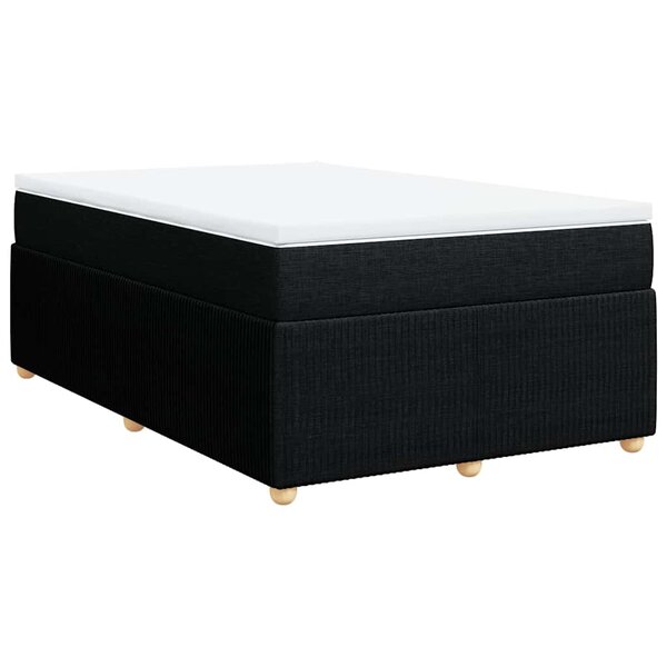 vidaXL Sommier à lattes de lit avec matelas noir 120x190 cm tissu