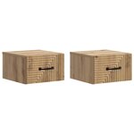 vidaXL Cabinet de chevet mural 2 pc Chêne artisanal 34 5 x 33 x 20 cm