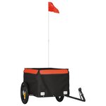 vidaXL Remorque de vélo noir et orange 30 kg fer