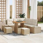 vidaXL Ensemble de canapé de jardin 8 Pièces Beige Poly rotin