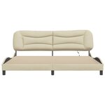 vidaXL Cadre de lit avec lumières LED crème 200x200 cm tissu