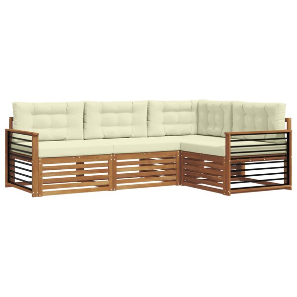 vidaXL Ensemble de canapés d'extérieur 4 pc Naturel et Crème