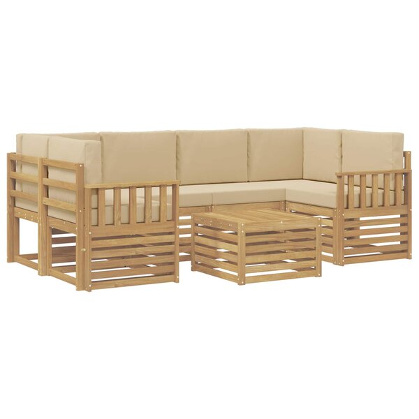 vidaXL Ensemble de canapés d'extérieur 7 pc Blanc et Beige Polyester
