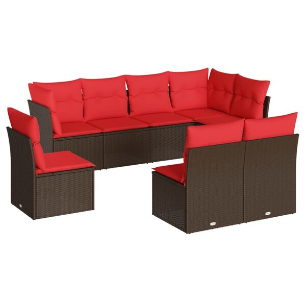 vidaXL Salon de jardin 8 Pièces avec coussins marron résine tressée