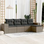 vidaXL Salon de jardin 5 Pièces avec coussins gris résine tressée