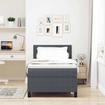 vidaXL Lit avec sommier à ressorts et matelas gris foncé 80x200 cm tissu en velours côtelé