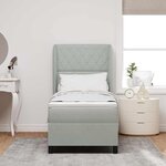 vidaXL Lit à ressorts avec matelas Gris clair 200 x 80 cm Polyester