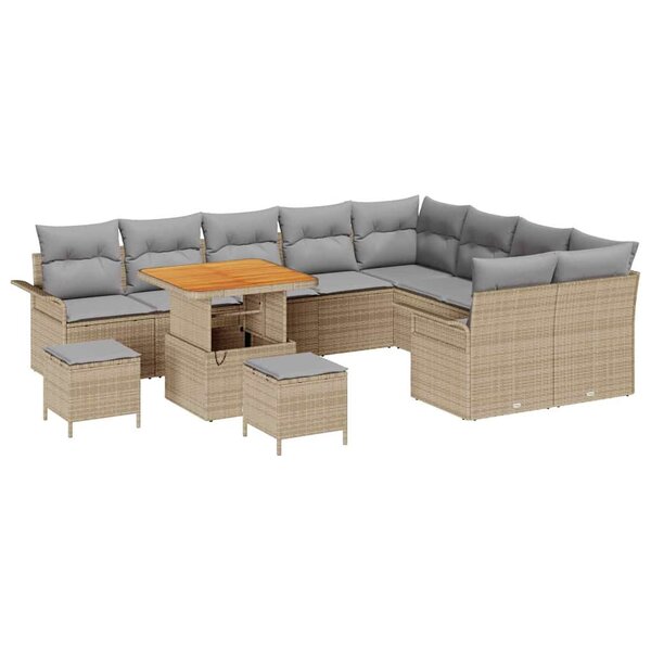 vidaXL Ensemble de canapé de jardin 12 Pièces Beige  Gris clair