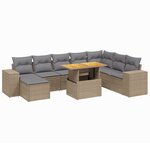 vidaXL Salon de jardin avec coussins 9 Pièces beige résine tressée
