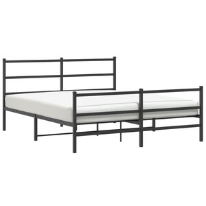 vidaXL Cadre de lit métal sans matelas avec pied de lit noir 150x200cm