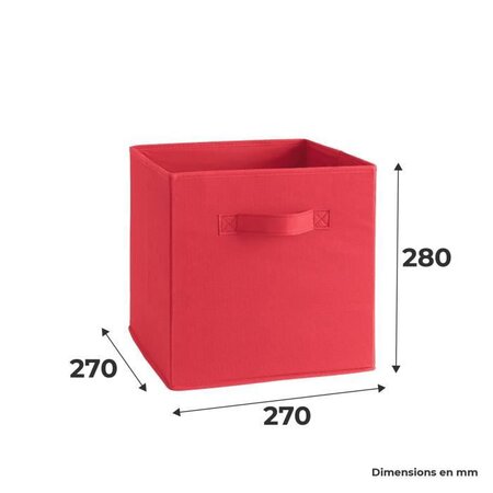 COMPO Tiroir de rangement - Tissu - 27x27x28 cm - Rouge