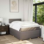 vidaXL Sommier à lattes de lit avec matelas taupe 120x190 cm tissu