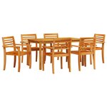 vidaXL Ensemble de salle à manger pour jardin 7 Pièces Marron