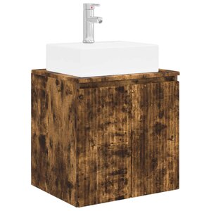 vidaXL Vanité de lavabo mural Chêne fumé 49 5 x 41 x 62 5 cm