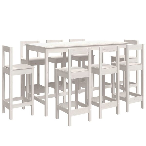 vidaXL Ensemble de bar 9 Pièces Blanc Bois de pin massif