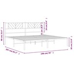 vidaXL Cadre de lit métal sans matelas avec tête de lit noir 193x203cm