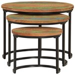 vidaXL Tables gigognes 3 Pièces bois massif de récupération