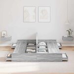 vidaXL Cadre de lit avec rangement Sonoma gris 140 x 190 cm