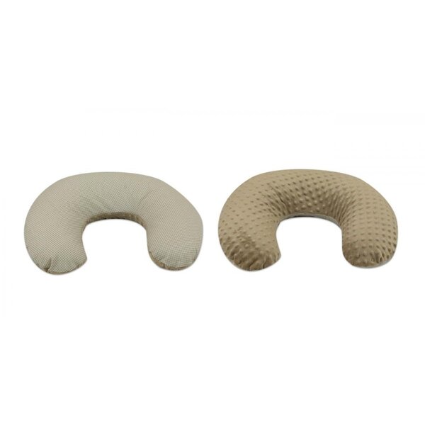 Coussin C d allaitement Minky et Coton beige à carreaux   cappuccino