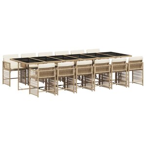 vidaXL Ensemble à manger de jardin et coussins 13 Pièces beige