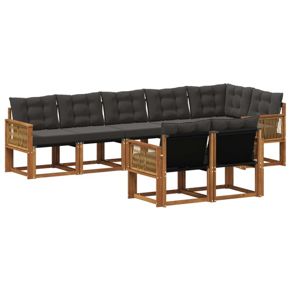 vidaXL Ensemble de canapés d'extérieur 8 pc Naturel et noir