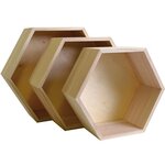 Étagères hexagonales en bois 3 pièces