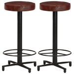 vidaXL Tabourets de bar lot de 2 66 cm cuir véritable