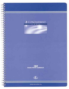 Carnet reliure intégrale 90 x 140 mm 5x5 70g 180 p CONQUÉRANT SEPT