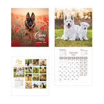 Calendrier Mural Mensuel 2025 - 12 Mois - 16.5 x 16.5 cm - Chien