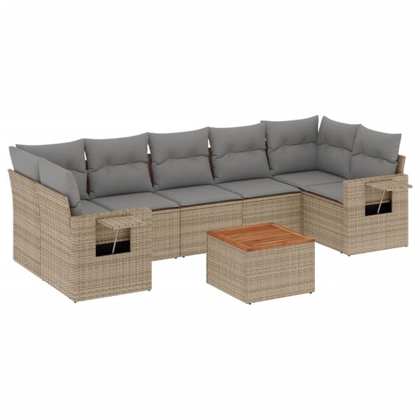 vidaXL Salon de jardin avec coussins 8Pièces mélange beige résine tressée