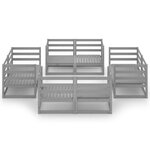 vidaXL Salon de jardin 8 Pièces Gris Bois de pin massif