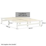 Lit double 140x200 matelas bois blanc