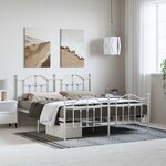 vidaXL Cadre de lit métal sans matelas et pied de lit blanc 183x213 cm