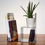 Lot de 2 Serre-livres métallique large 14 x 12 x 14 cm magnétique Gris MAUL