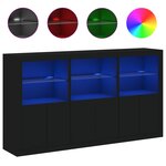 vidaXL Buffet avec lumières LED noir 181 5x37x100 cm