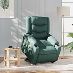 vidaXL Fauteuil inclinable de massage électrique Vert foncé Tissu