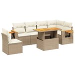 vidaXL Salon de jardin avec coussins 7 Pièces beige résine tressée