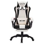 vidaXL Fauteuil de jeux vidéo avec LED RVB Noir et blanc Similicuir