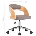 vidaXL Chaises pivotantes à manger lot de 2 taupe bois courbé et tissu