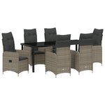 vidaXL Set de dîner de jardin 7 pièces avec coussins gris en rattan
