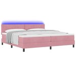 vidaXL Lit à ressort LED avec matelas Rose 200 x 200 cm Velours