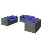 vidaXL Salon de jardin 6 Pièces avec coussins résine tressée gris