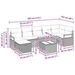 Ensemble de canapé de jardin vidaXL de 8 pièces avec coussins en rotin beige