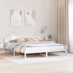 vidaXL Cadre de lit avec tête de lit Blanc 180x200 cm Bois massif Pin